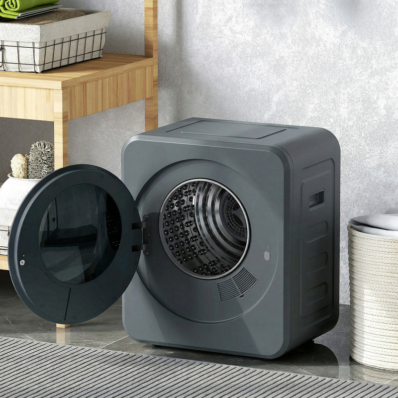 Compact Tumble Dryer for Small Homes with Space Saving Design and Easy Controls Grey AOSOM