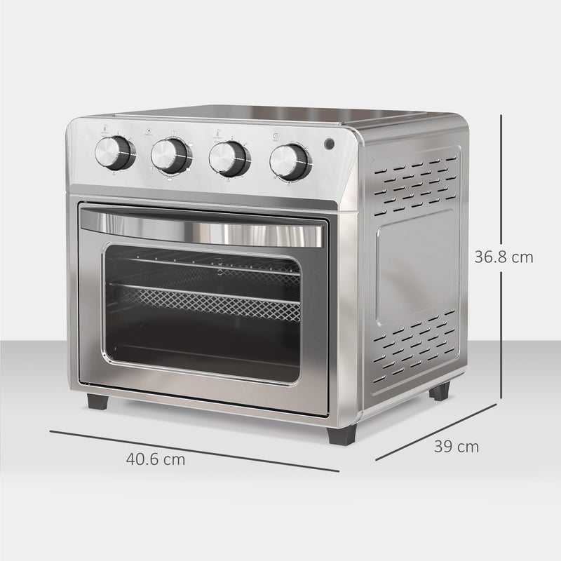 24L Silver Air Fryer Oven 1600W Oil Free Cooking with Timer Touch Screen by HOMCOM