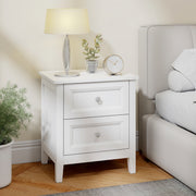 Bedside Table with 2 Drawers for Organised Bedroom Storage White Homcom