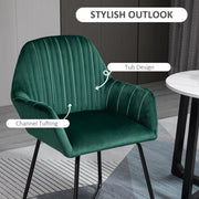 Velvet Accent Chair With Plisse Backrest for Living Room or Bedroom, Green