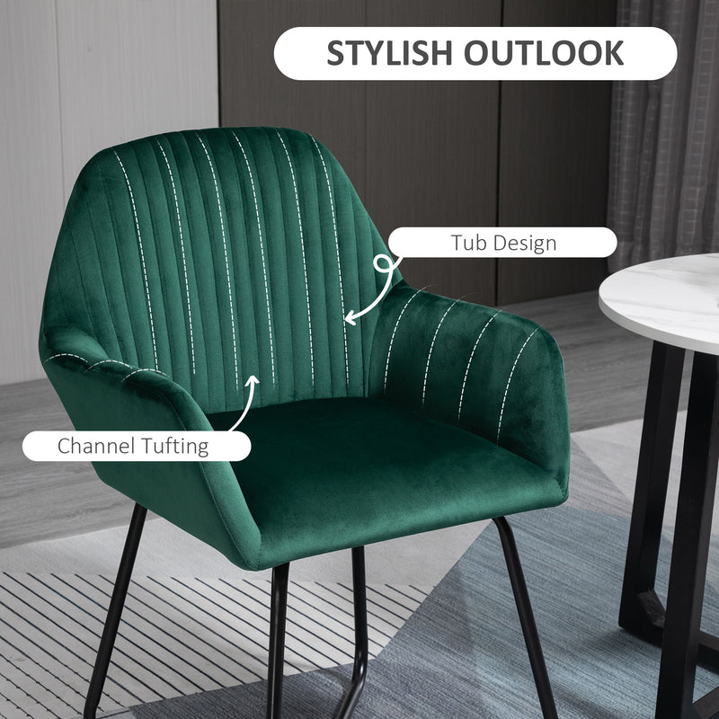 Velvet Accent Chair With Plisse Backrest for Living Room or Bedroom, Green