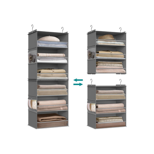6 Tier Hanging Wardrobe Organiser Foldable and Detachable in Dove Grey by SONGMICS