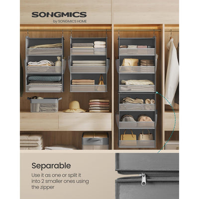 6 Tier Hanging Wardrobe Organiser Foldable and Detachable in Dove Grey by SONGMICS