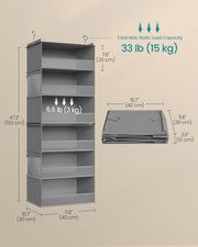 6 Tier Hanging Wardrobe Organiser Foldable and Detachable in Dove Grey by SONGMICS