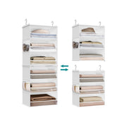 Cloud white 6-tier hanging wardrobe organiser splitting into two 3-tier units