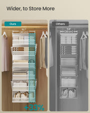 Close-up of bamboo panel reinforcement inside the cloud white wardrobe organiser