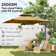 Khaki 3m Cantilever Garden Parasol with Hydraulic Lift for Easy Outdoor Shade