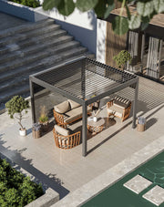 Luxe 3x3m louvred roof pergola with solar lighting and voice control