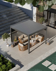Luxe 3x3m louvred roof pergola with solar lighting and voice control