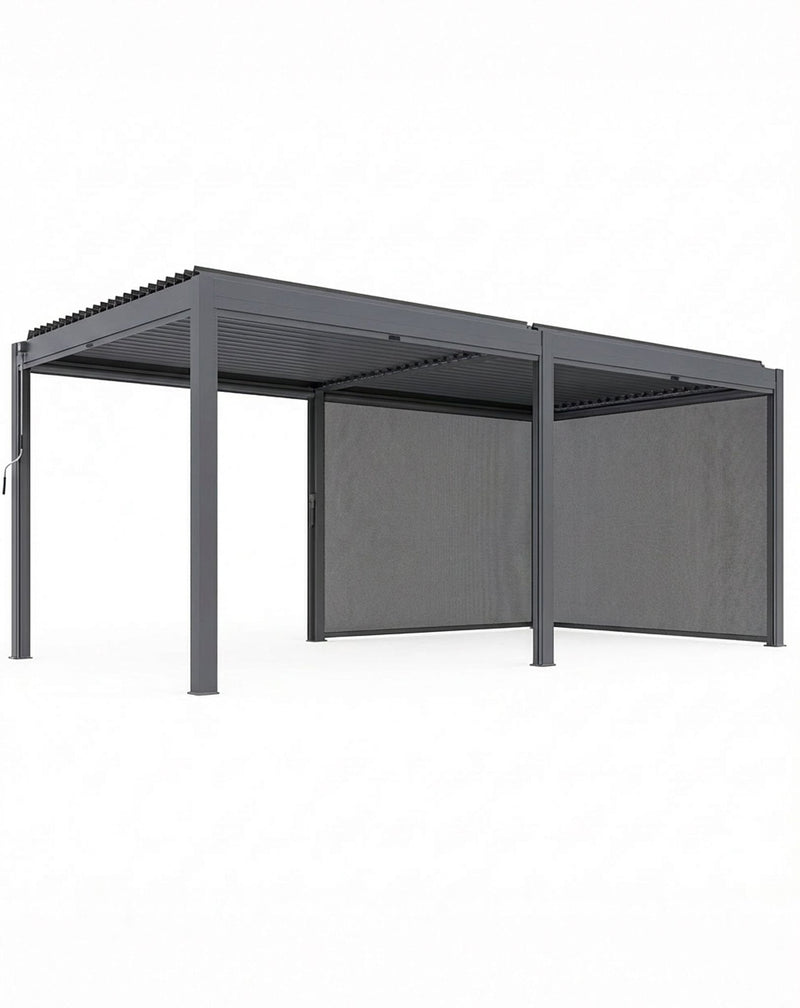 Luxe 6x3m louvred roof pergola with solar lighting and voice control