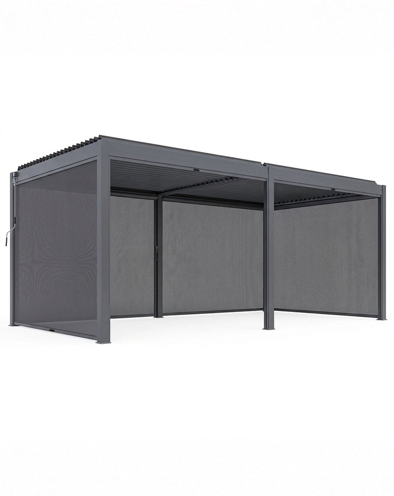 Luxe 6x3m louvred roof pergola with solar lighting and voice control