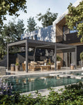Luxe 6x3m louvred roof pergola with solar lighting and voice control