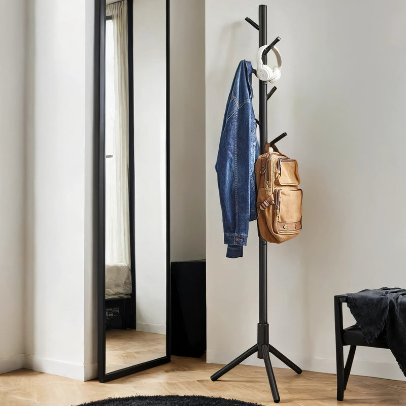 Wooden Tree Style Standing Coat Rack with 8 Hooks and Adjustable Heights by Vasagle