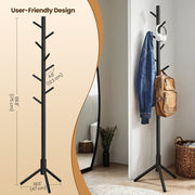 Wooden Tree Style Standing Coat Rack with 8 Hooks and Adjustable Heights by Vasagle