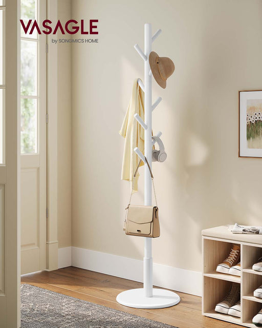 Solid Wood Coat Stand with 8 Hooks for Hallway and Entryway Storage by Vasagle