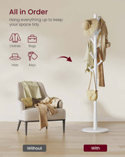 Solid Wood Coat Stand with 8 Hooks for Hallway and Entryway Storage by Vasagle