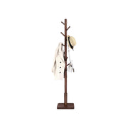 Solid Wood Coat Stand with 8 Hooks for Entryway in Dark Walnut Finish by Vasagle
