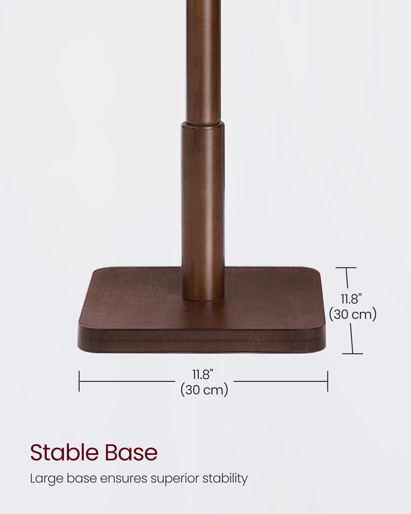 Solid Wood Coat Stand with 8 Hooks for Entryway in Dark Walnut Finish by Vasagle
