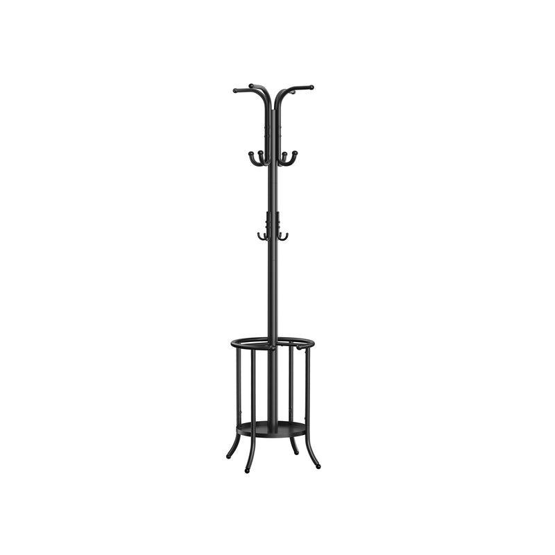 Freestanding Black Coat Rack with Hooks and Umbrella Stand for Hallway by Songmics
