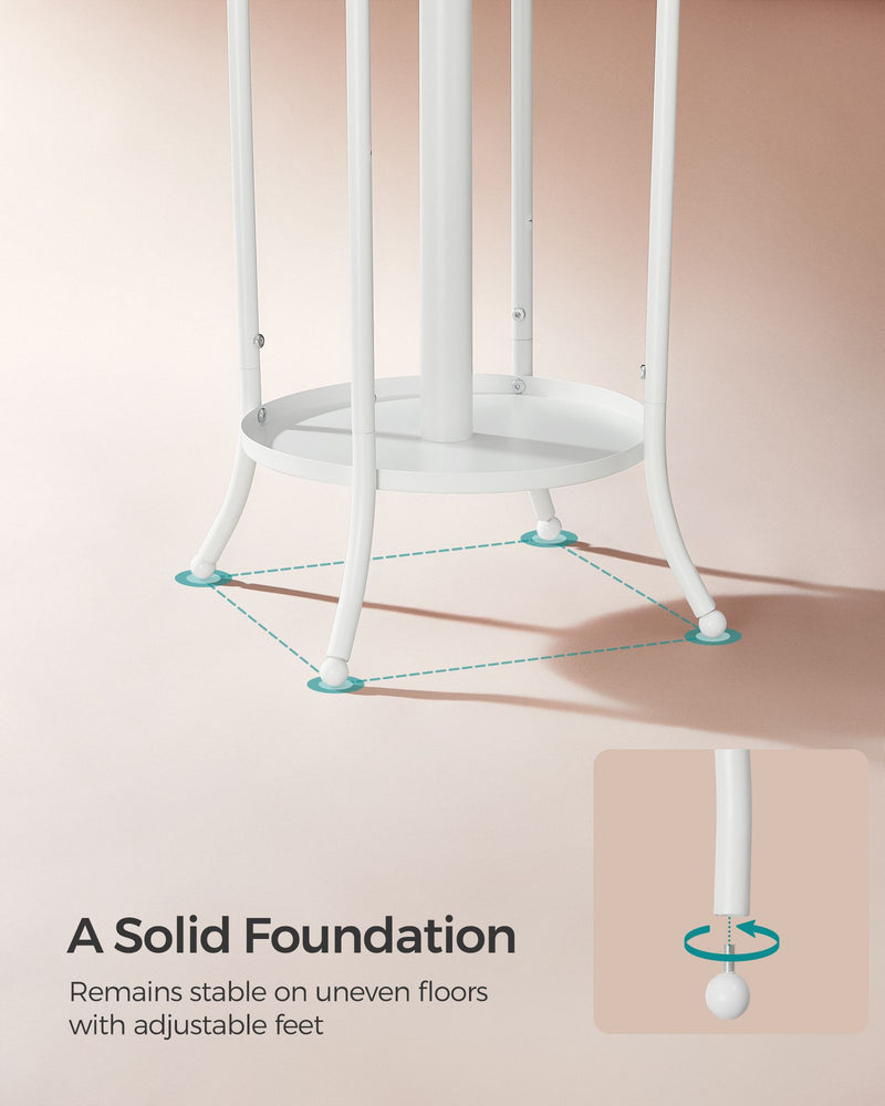 Freestanding Coat Rack with Umbrella Stand in Pearl White for Hallway Storage by Songmics