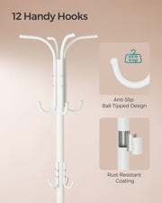 Freestanding Coat Rack with Umbrella Stand in Pearl White for Hallway Storage by Songmics