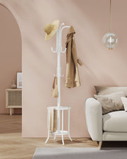 Freestanding Coat Rack with Umbrella Stand in Pearl White for Hallway Storage by Songmics