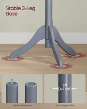 Solid Wood Coat Stand with 8 Hooks and Adjustable Height for Hallway or Bedroom by Vasagle