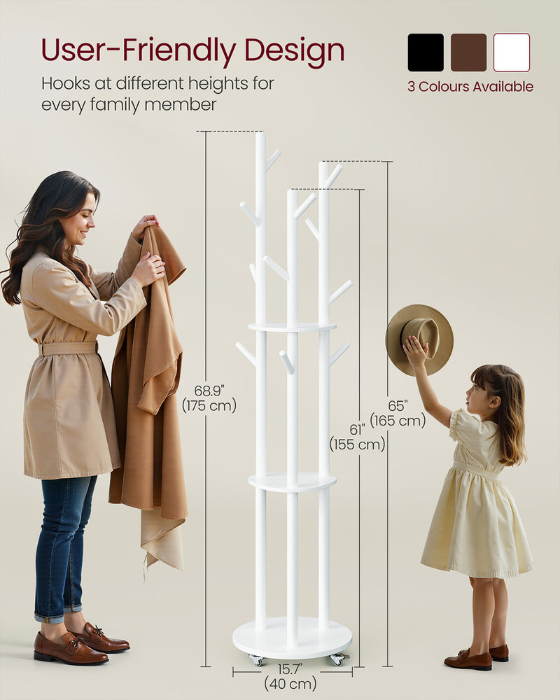 Freestanding Coat Rack Stand with Storage Shelves and Hooks for Hallway by Vasagle