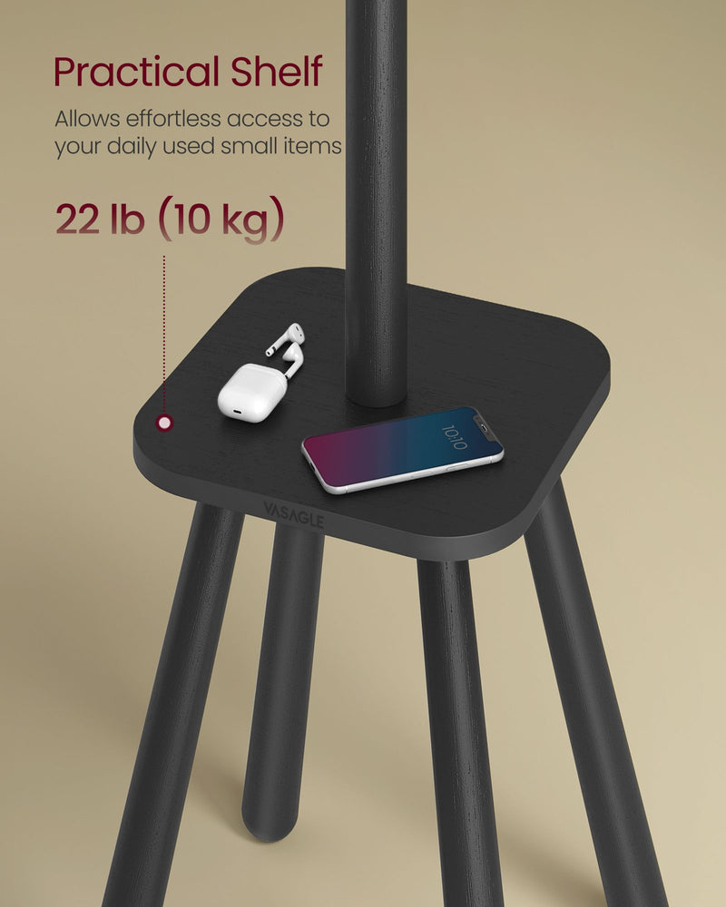 Tall Ink Black Coat Rack Stand with Hooks for Hallway and Entryway by Songmics