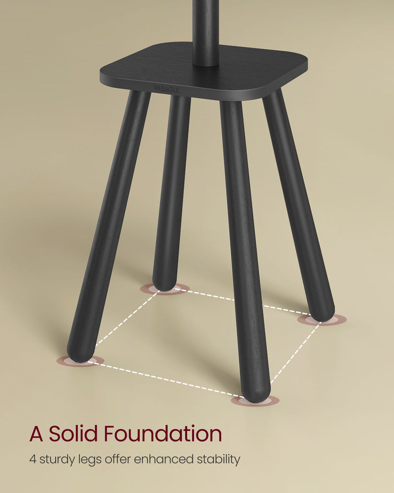 Tall Ink Black Coat Rack Stand with Hooks for Hallway and Entryway by Songmics