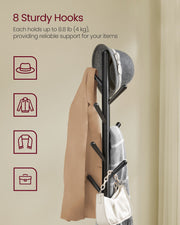 Tall Ink Black Coat Rack Stand with Hooks for Hallway and Entryway by Songmics