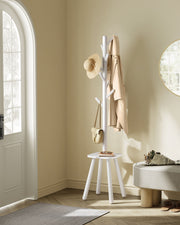 Tall White Coat Rack Stand with Hooks for Entryway or Hallway Storage by Songmics