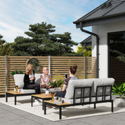 Four Piece Garden Corner Sofa Set with Loveseats and Coffee Tables Teak by Outsunny