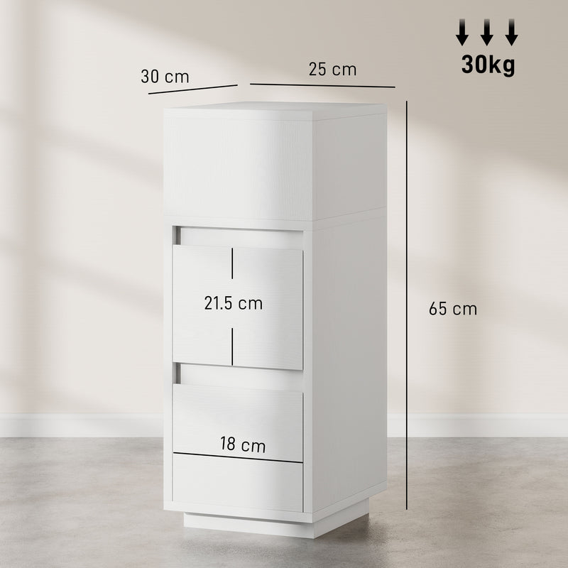 Slim Bedside Table with Drawers and Open Shelf for Small Bedrooms