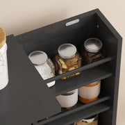Freestanding Kitchen Pantry Cupboard With Adjustable Shelves For Extra Storage Black AOSOM
