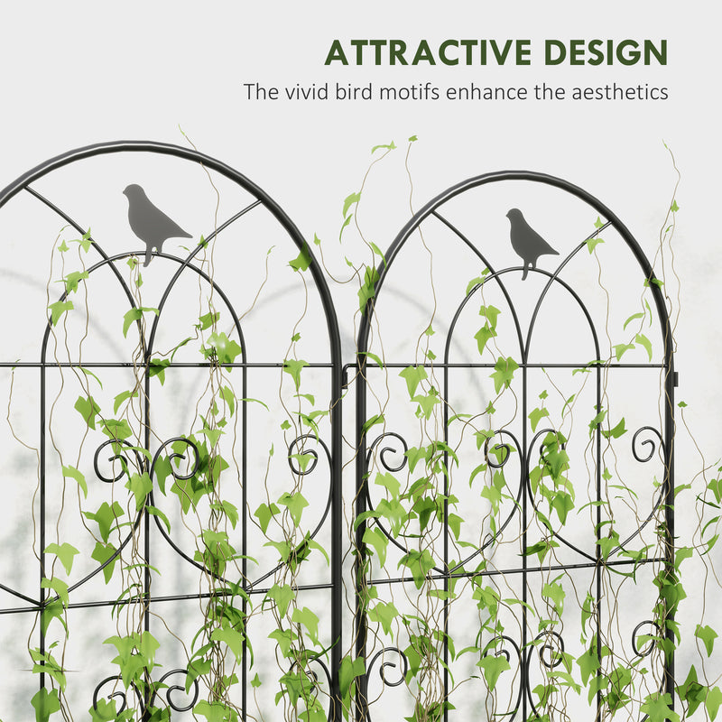 Set of 2 Metal Garden Trellis Panels for Climbing Plants and Flowers 150 x 50cm by Outsunny