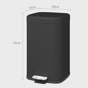 Black 20L Modern Metal Kitchen Bin With Boxy Design by HOMCOM