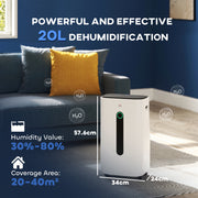 Portable 22L Dehumidifier with Air Purifier and 24H Timer for Home and Laundry Use, White