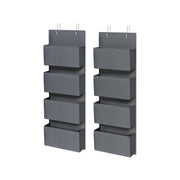 Set of 2 Over Door Storage Organisers in Slate Grey with Pockets and Hooks by Songmics