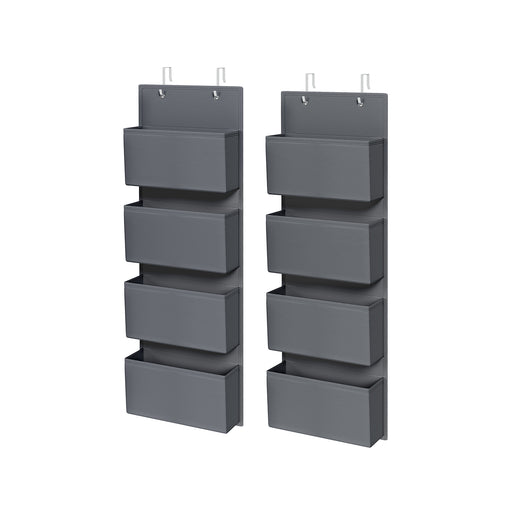 Set of 2 Over Door Storage Organisers in Slate Grey with Pockets and Hooks by Songmics