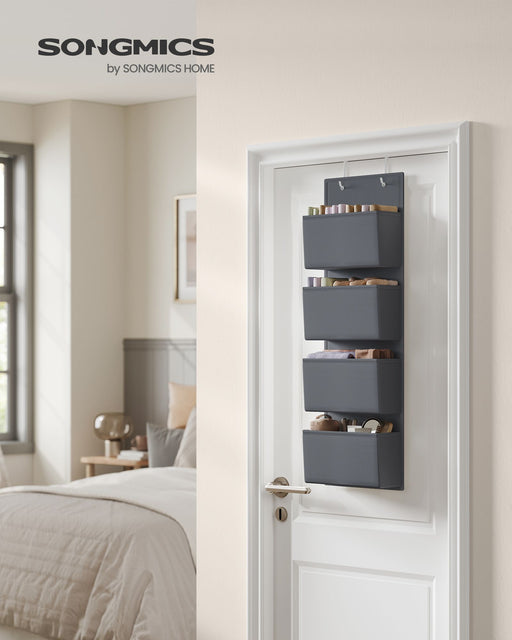 Set of 2 Over Door Storage Organisers in Slate Grey with Pockets and Hooks by Songmics