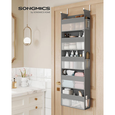 Over the Door Organizer with 5 Large Mesh Pockets in Dove Grey for Storage by SONGMICS