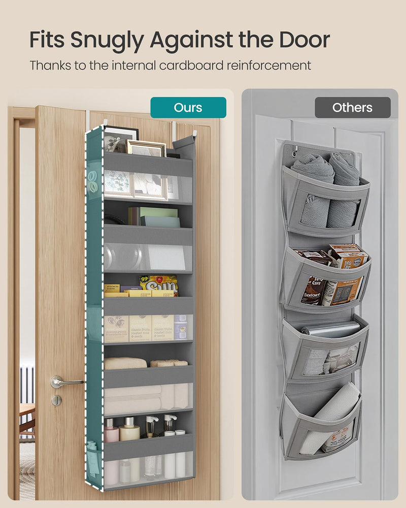 Over the Door Organizer with 5 Large Mesh Pockets in Dove Grey for Storage by SONGMICS