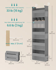 Over the Door Organizer with 5 Large Mesh Pockets in Dove Grey for Storage by SONGMICS