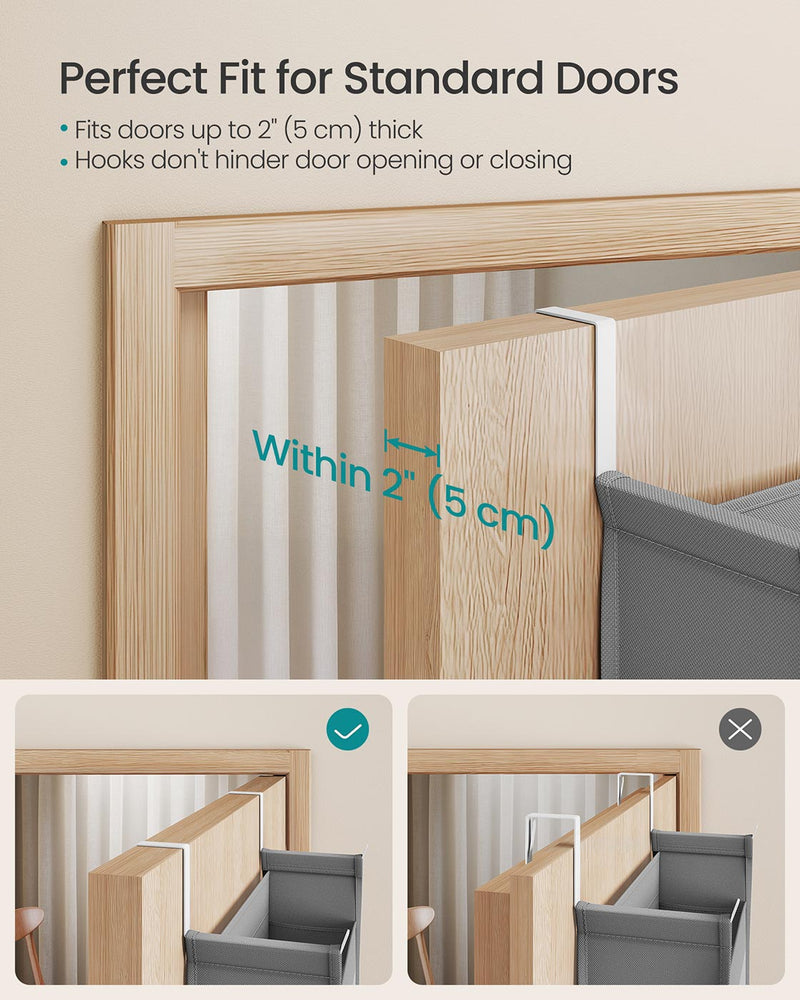 Over the Door Organizer with 5 Large Mesh Pockets in Dove Grey for Storage by SONGMICS