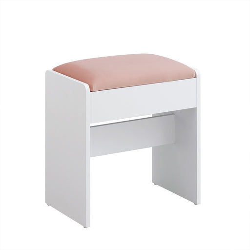 Makeup Dressing Stool in Matte White and Jelly Pink with Cushioned Seat by Vasagle