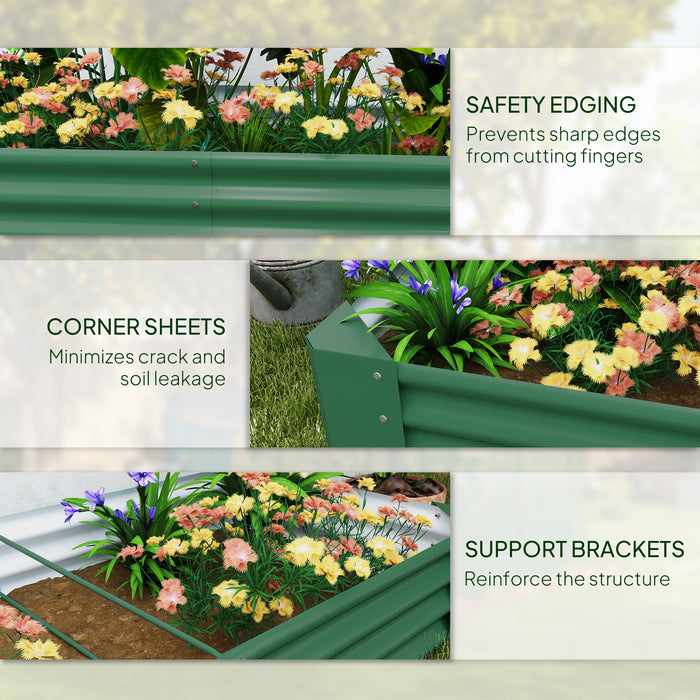 Green 180 x 90cm Galvanised Steel Open Garden Planter Durable Raised Bed by Outsunny