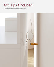 White Vanity Table with Mirror Drawer and Storage Shelves for Bedroom by Vasagle