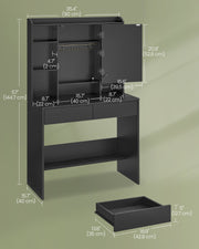 Black Dressing Table with LED Lights and Mirror for Bedroom and Makeup by Vasagle