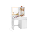 White Dressing Table with Mirror LED Lights and Power Outlets 90 cm Wide by Vasagle